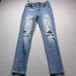 Judy Blue Boyfriend Fit Distressed Medium Wash Jean Women Size 3/26 Ripped Denim